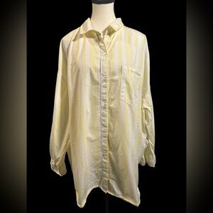 Old Navy Women's The Boyfriend Shirt Yellow Striped Button Down Shirt